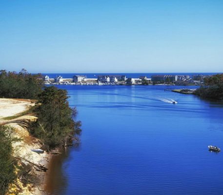 A bird's eye view of the beautiful sound of Wilmington, North Carolina.